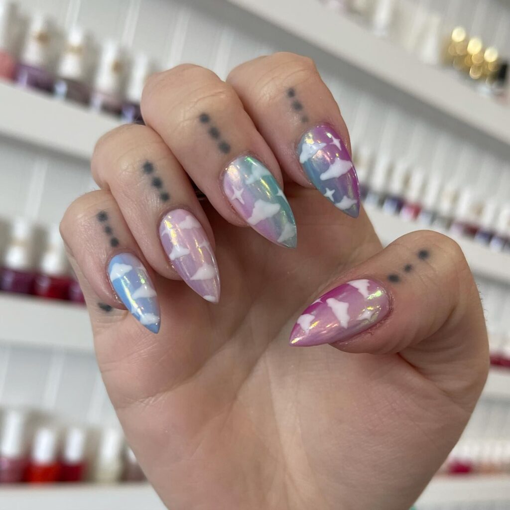 My work) I was going for rainbow cloud nail art : r/Nails