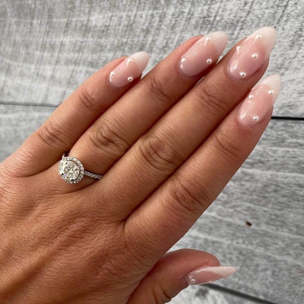 classic french tip with all over gems