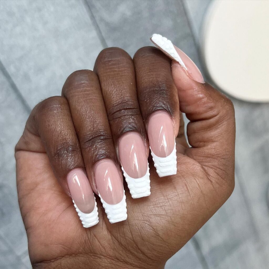 textured white tip nails