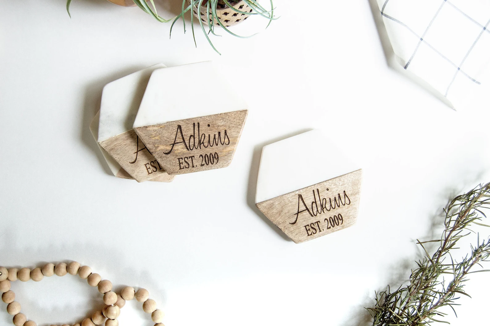 Personalized Coasters Wood and Marble Coasters