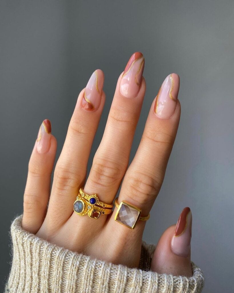 brown and gold swirls