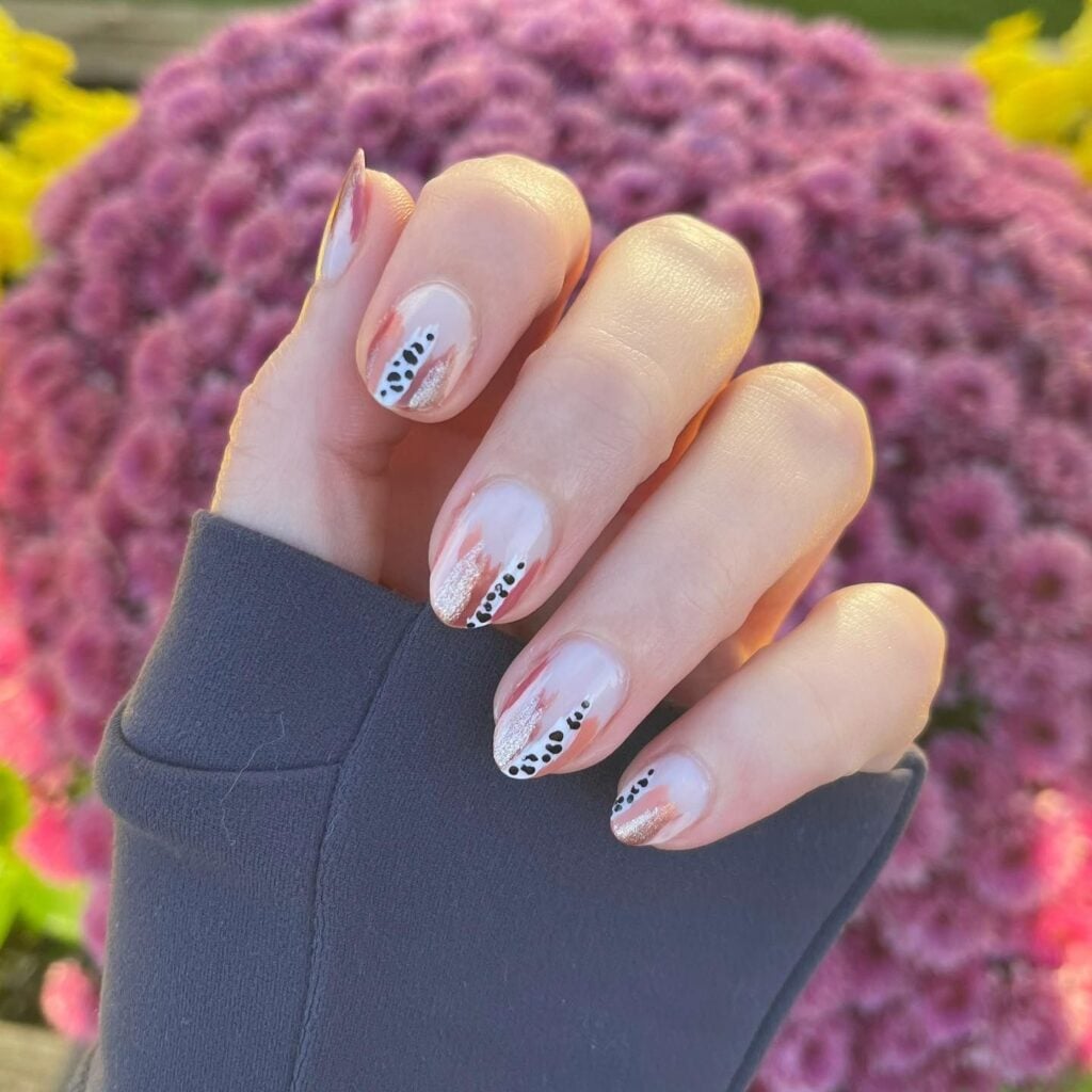 brown white and black absract nails