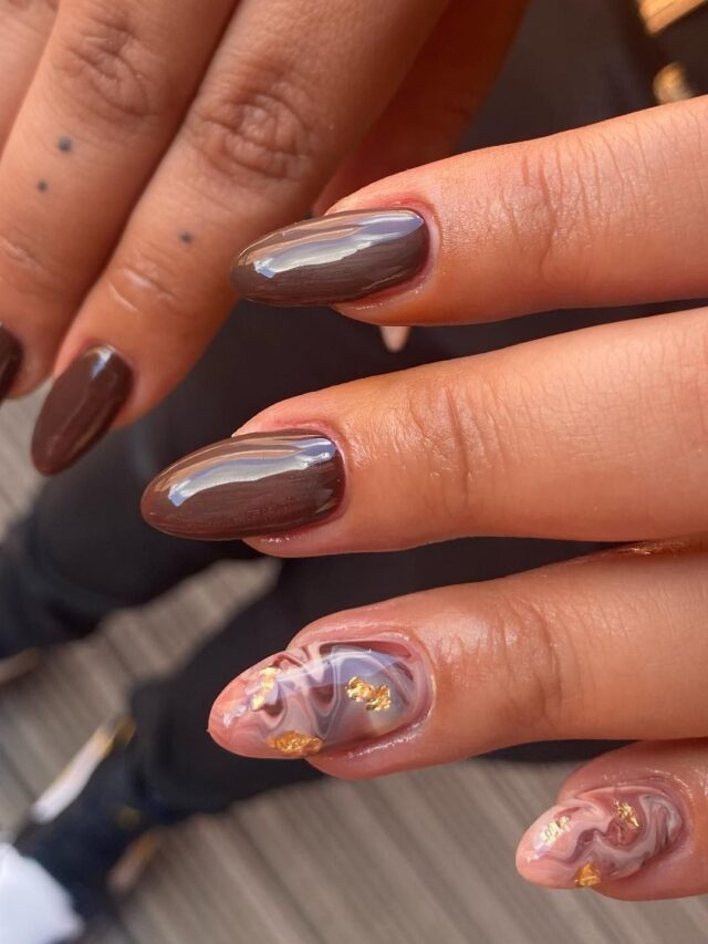 brown marble nails