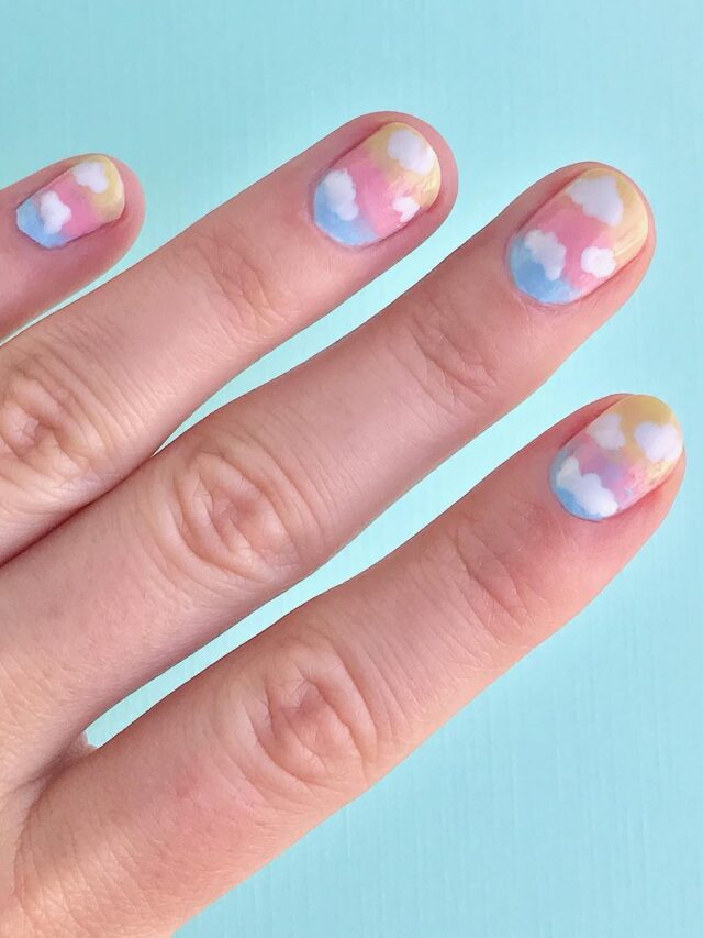 rainbow cloud nails