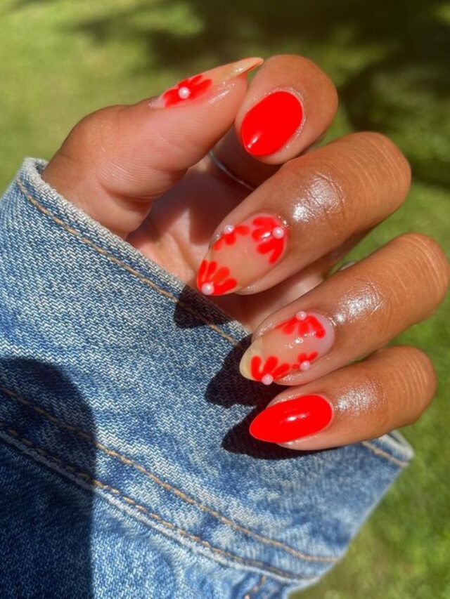 red flower nails