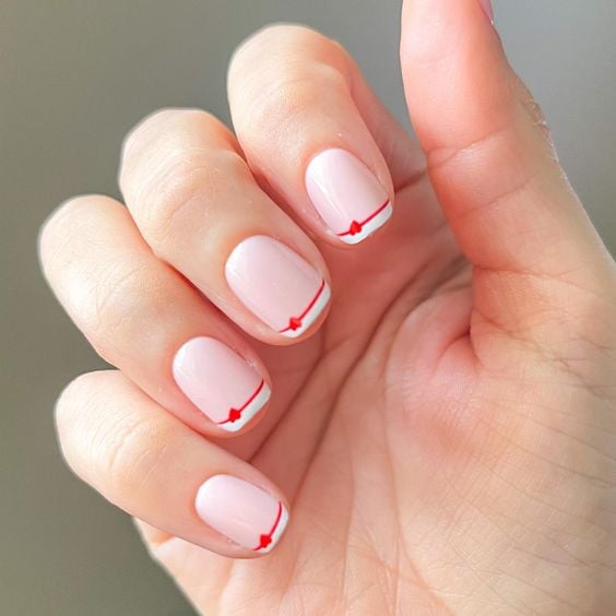 white and red tips with small hearts