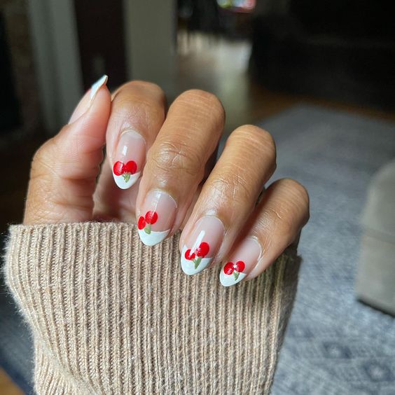 white tips with cherries