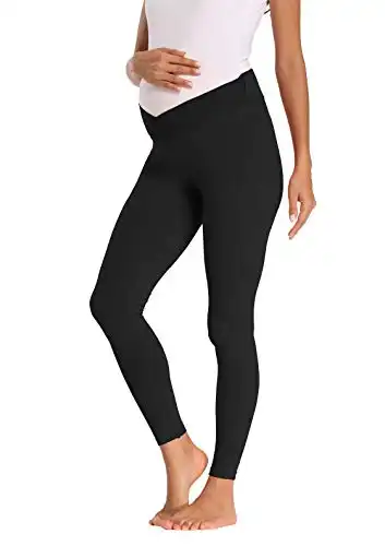 Foucome Women’s Maternity Legging Under The Belly Super Soft Support Seamless Elastic Pants (Black, M)