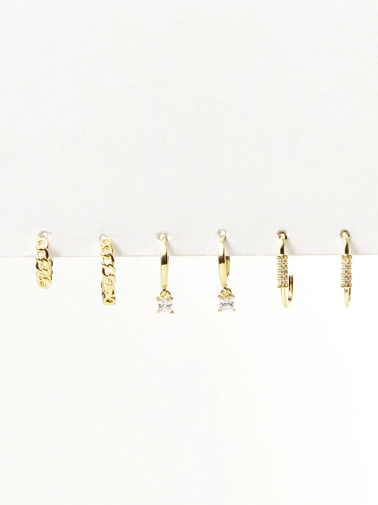 Mixed Chain Hoop Set