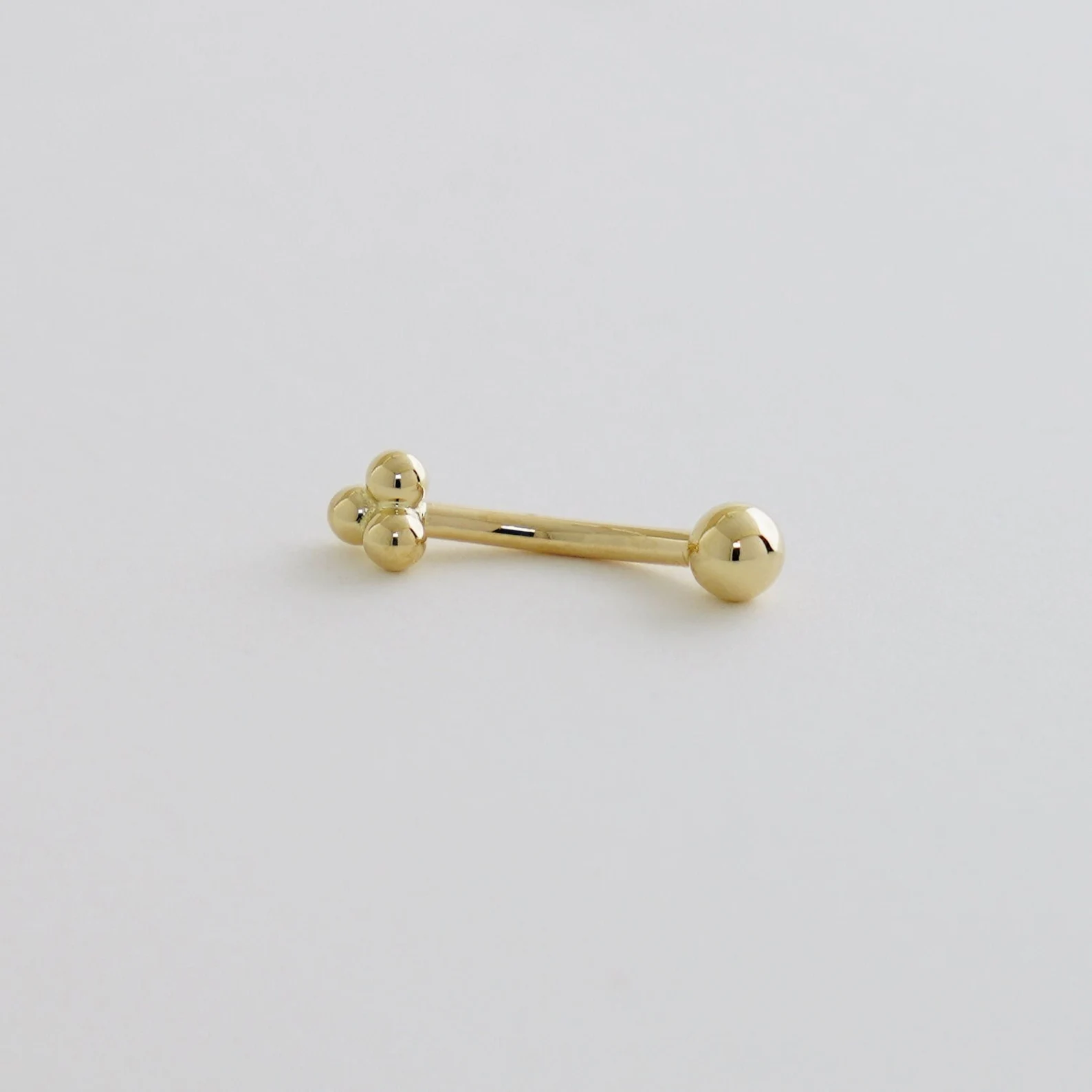 14K Solid Gold Trinity Curved Barbell