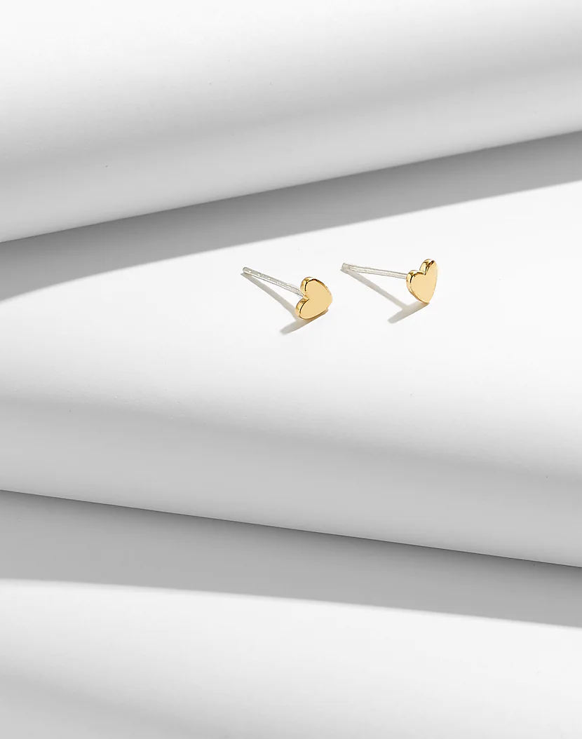 Demi-Fine Heart Stud Earrings