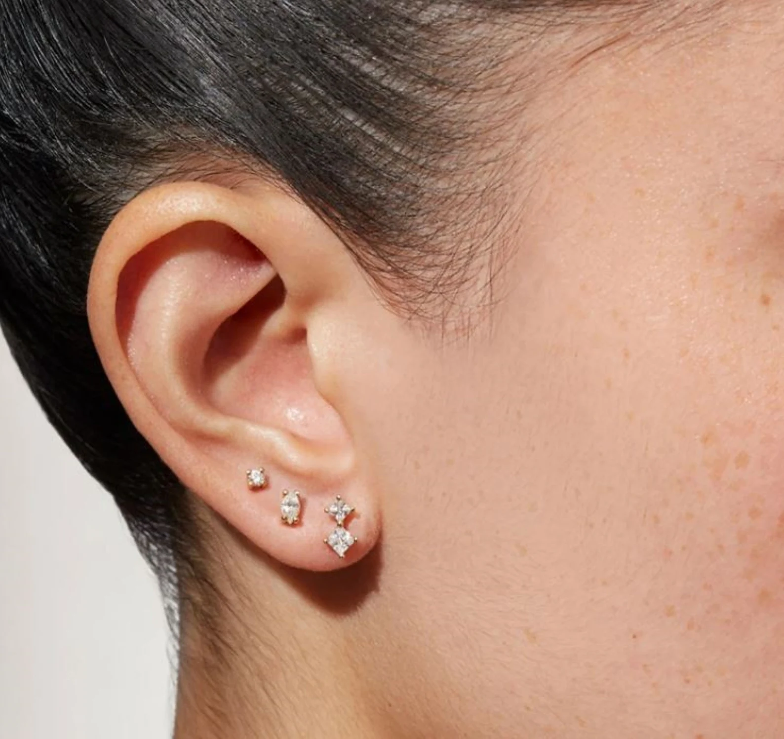 Triple Lobe Earring Stud Set of 3