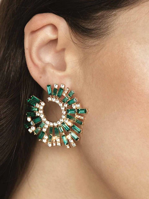 Opulent Crystal Stardust Open-Circle Earrings