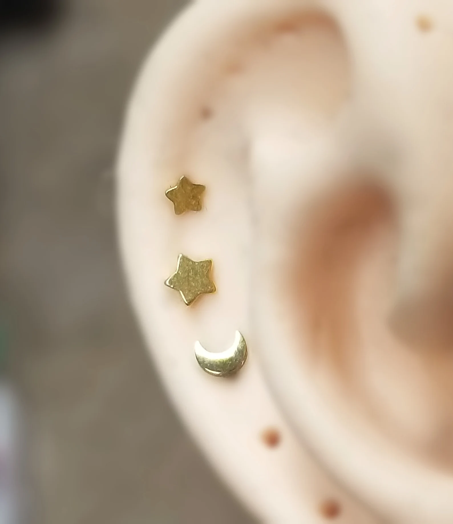 Ear Gold Moon Stars Flat Back Post