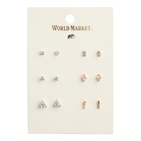 Mixed Metal Glass Stud Earrings