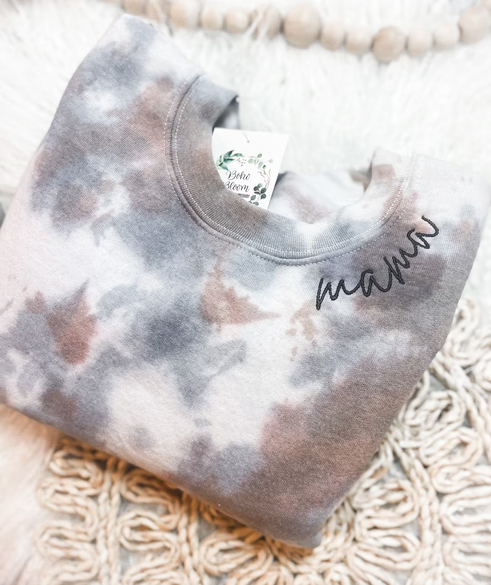 Embroidered Mama Neckline Sweatshirt