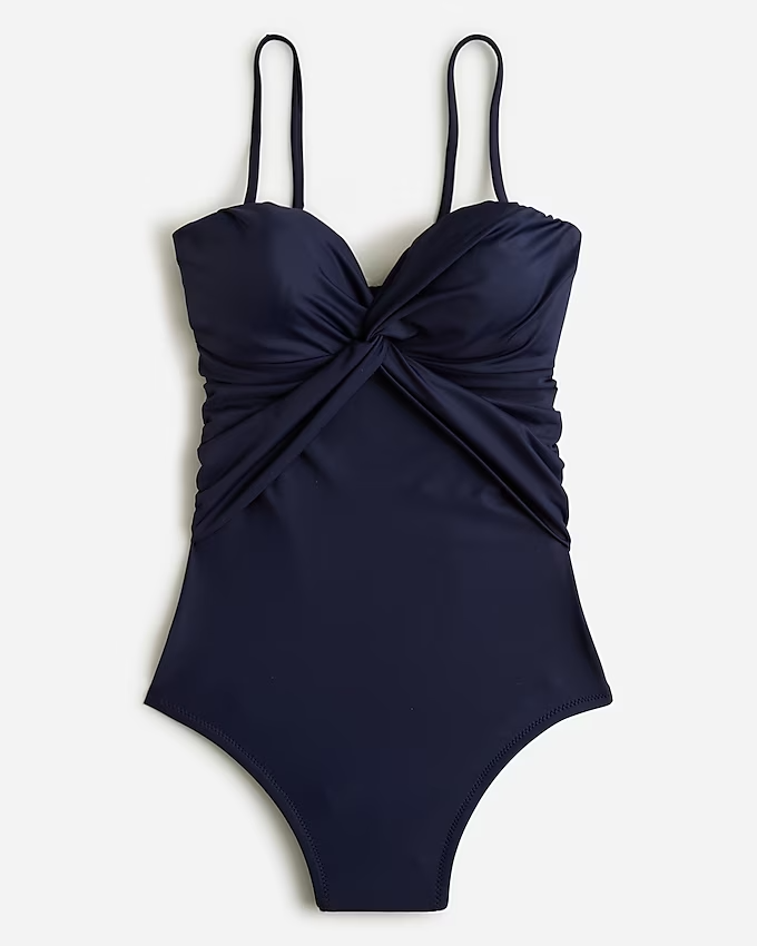 Twist-Front Bandeau One-Piece Swimsuit