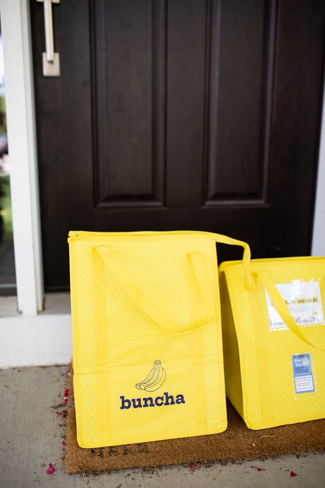 Buncha bags on someone's front doorstep