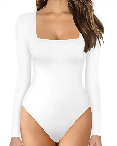 MANGOPOP Square Neck Long Sleeve Bodysuit