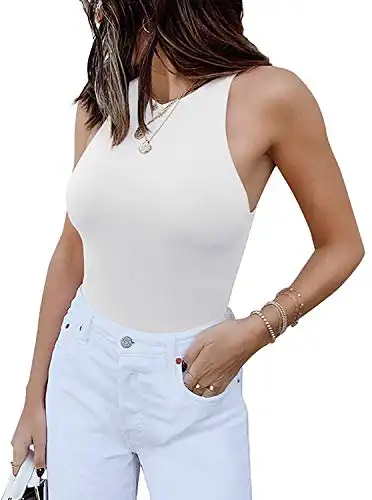 Sleeveless High Neck Racer Back Bodysuit