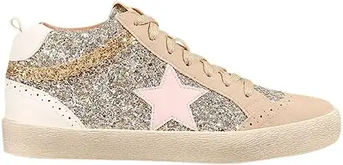 Mi.iM Daisy Lace-up Glitter Suede Mid Star Sneakers