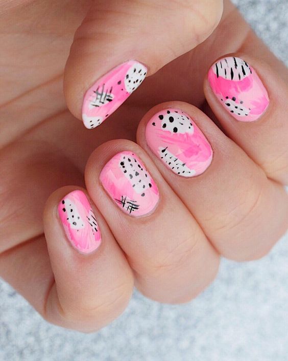 pink pastel abstract nails