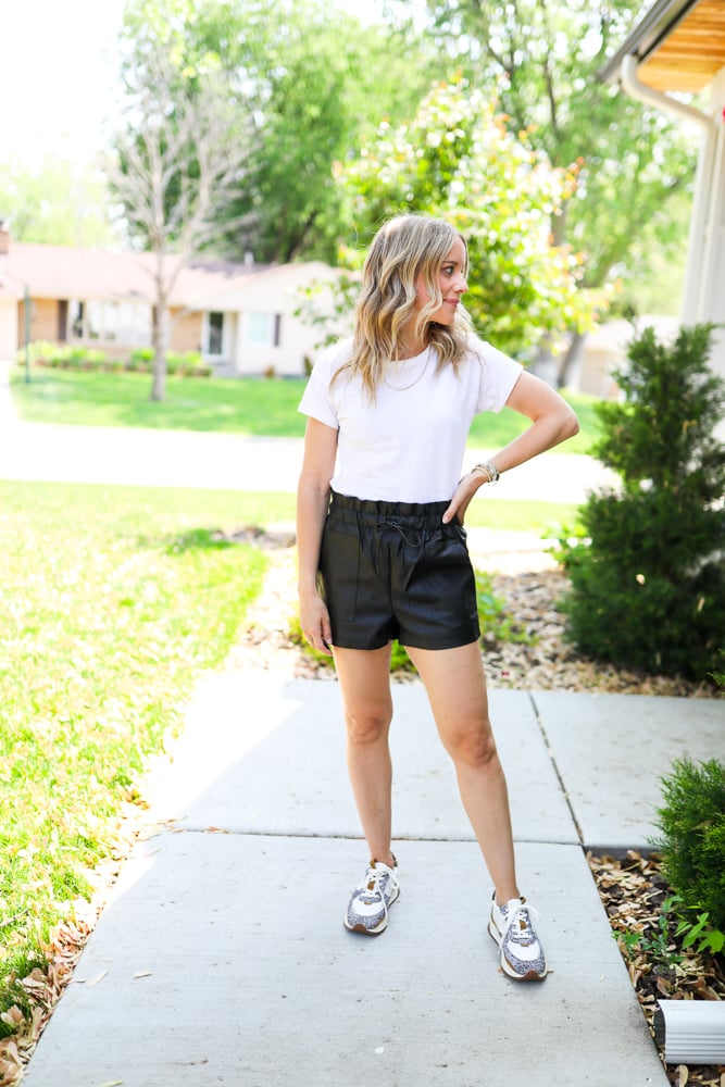 Faux Leather Shorts Outfit