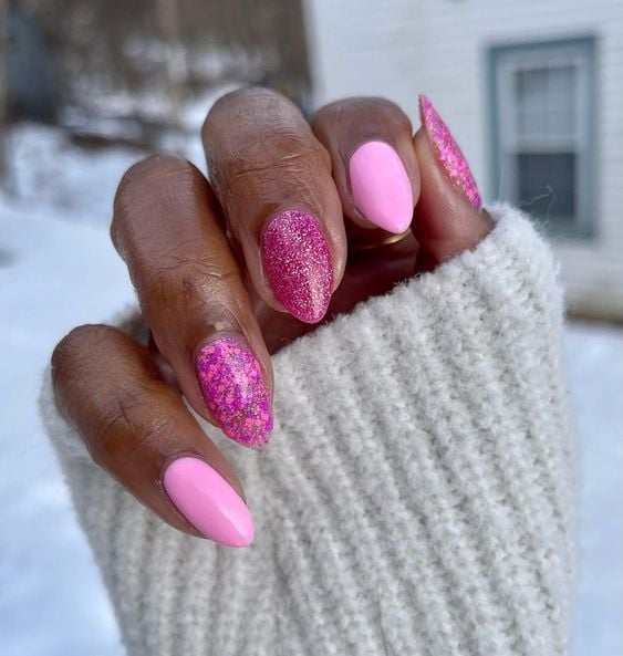 pink skittles nails