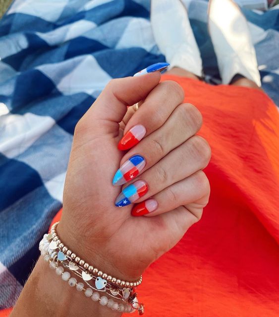 Checkered patriotic manicure