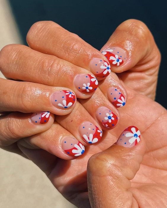 4th of july retro nails