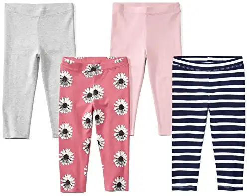 Amazon Essentials Toddler Girls' Cropped Capri Leggings, Pack of 4