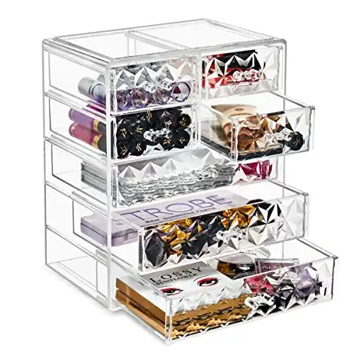 Sorbus Acrylic Clear Makeup Organizer (3 Large, 4 Small Drawers)