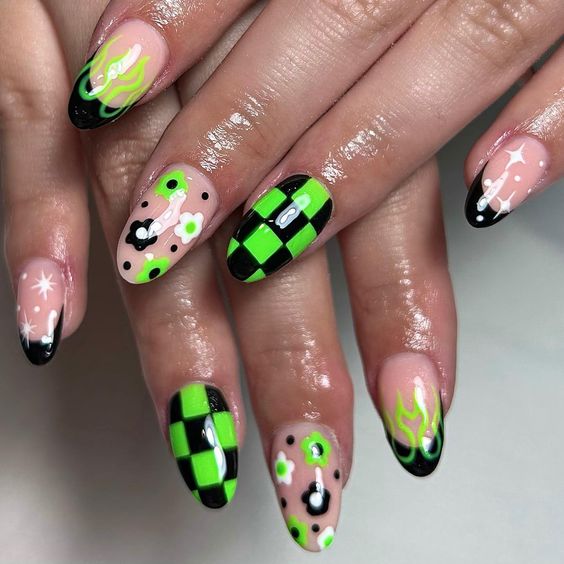 neon green and black