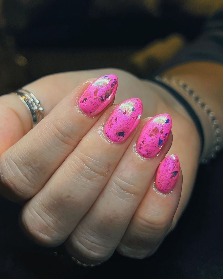 pink with glitter flakes