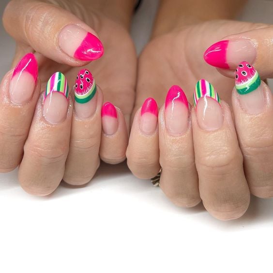 hot pink watermelon tips