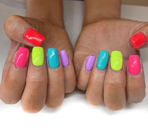 all over color neon nails