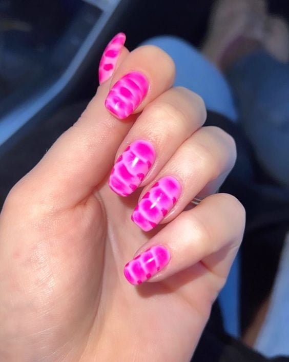 Retro Hot Pink French Tip Press On Nails – Nailbea Nails