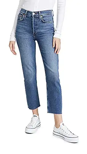 RE/DONE Women's High Rise Comfort Stretch Stove Pipe Jeans