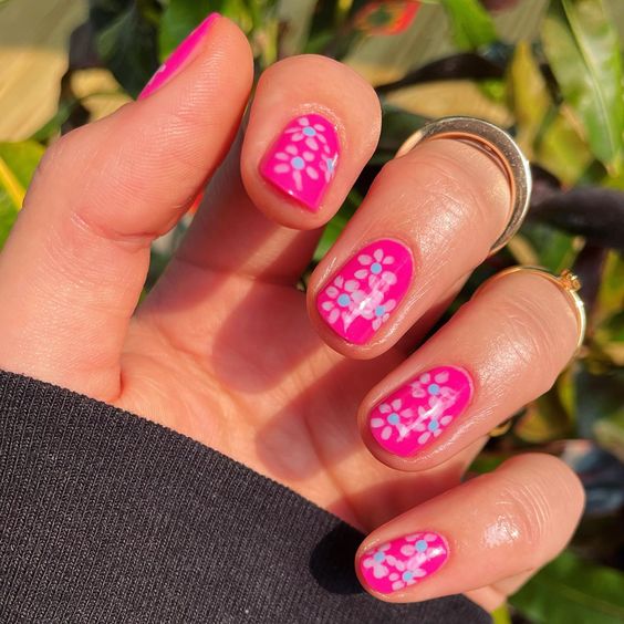 Hot Pink with Pink Flowers