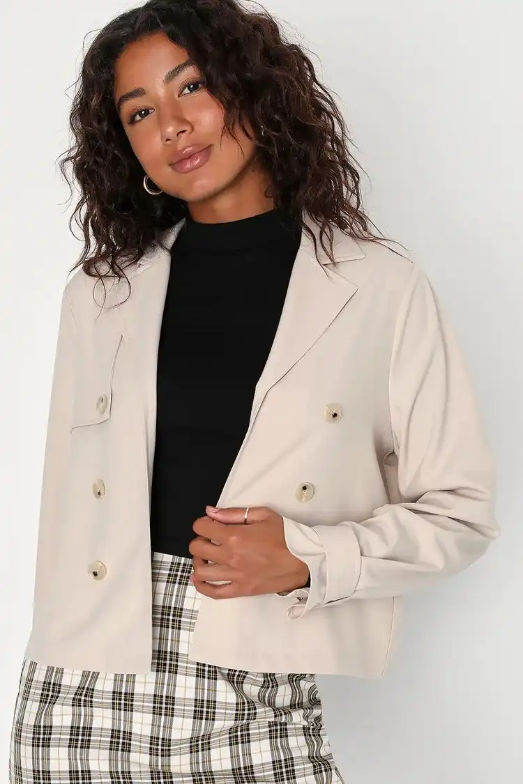 Trending Charm Beige Cropped Trench Coat