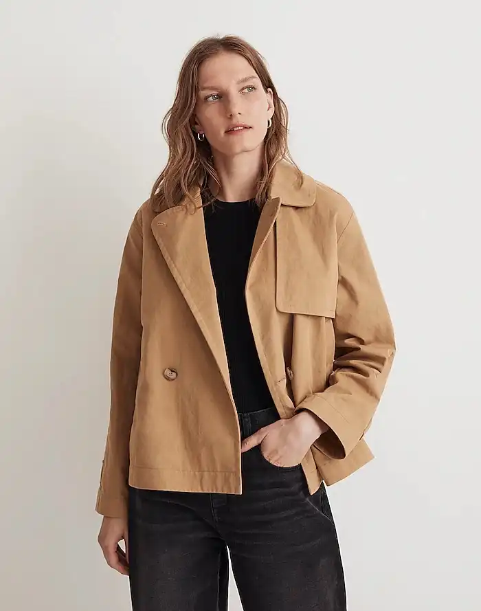 Double-Breasted Crop Trench Coat