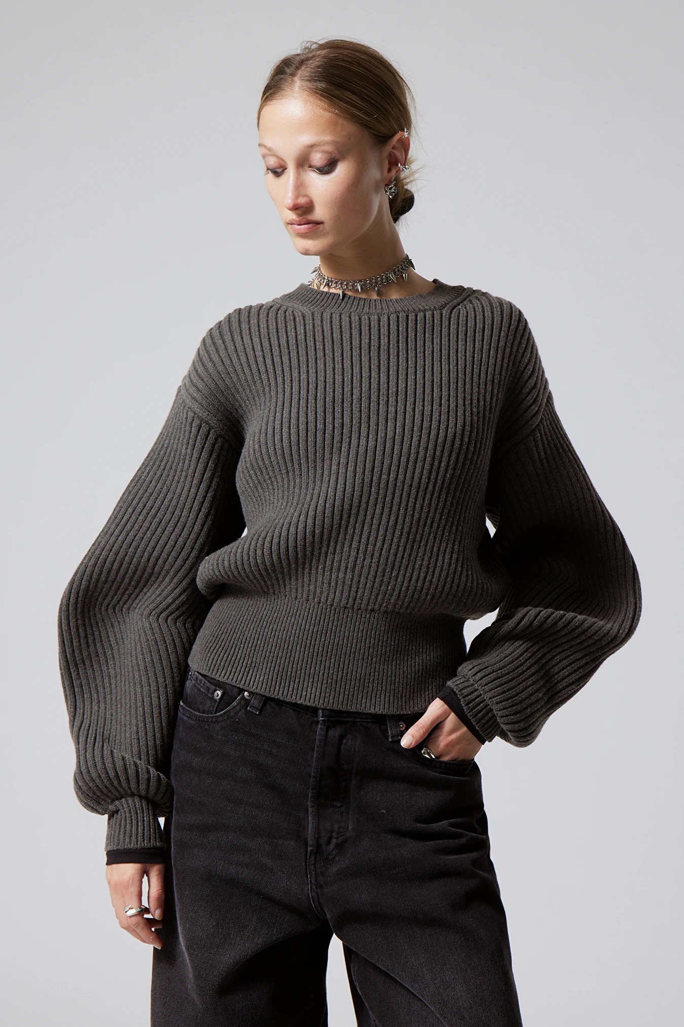 Dion Sculptural Sweater - Dark Mole