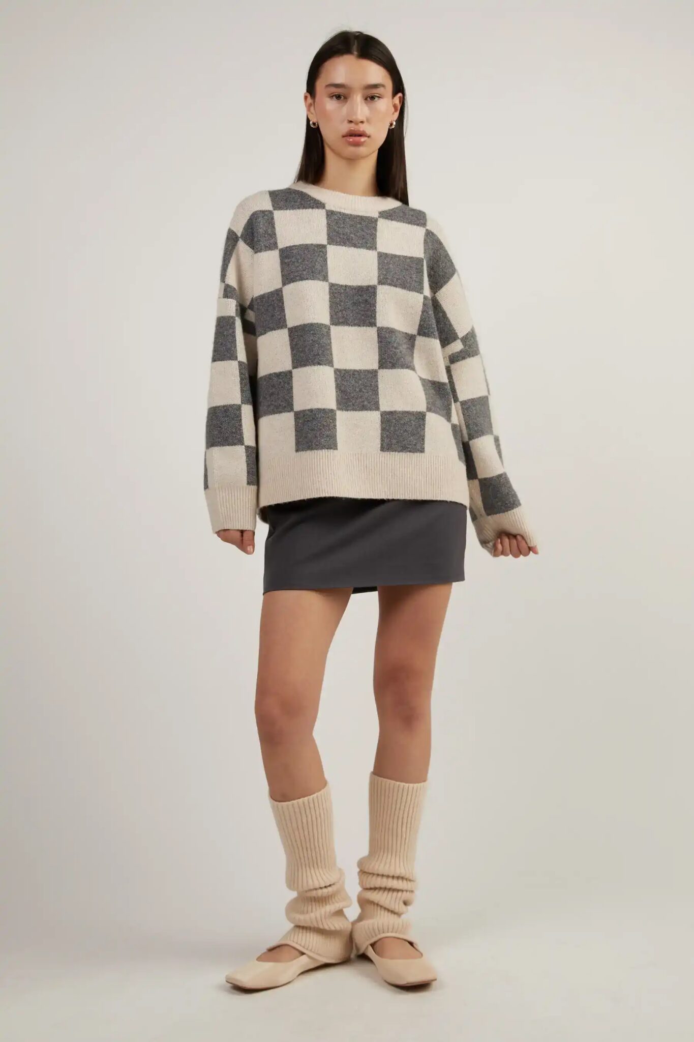 Checkered Crewneck Sweater