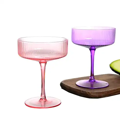 Set of 2 Ribbed Martini Glass Set