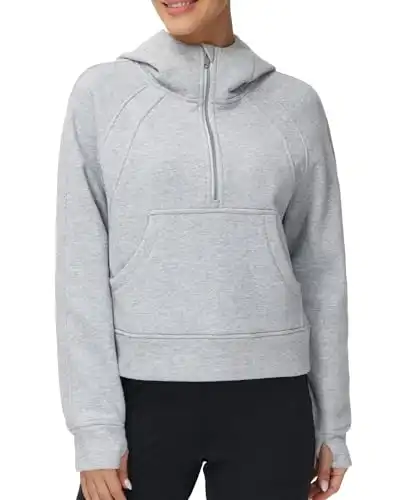 The Gym People Women’s Hoodies Half Zip Long Sleeve Fleece Crop Pullover Sweatshirts