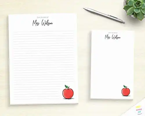 Personalized Teacher Writing Pad - Customized Apple Notepad For Teacher - Teacher Writing Sheet