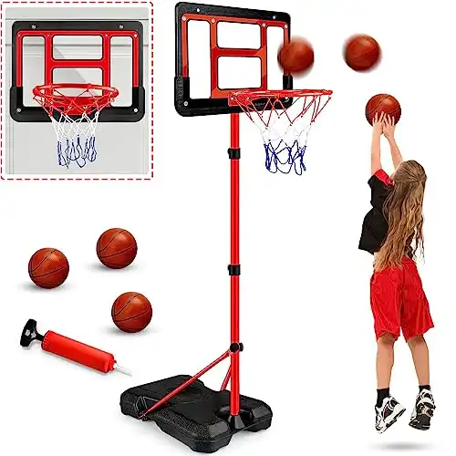 Kids Basketball Hoop with Stand, Adjustable Height 3.5ft-6.2ft