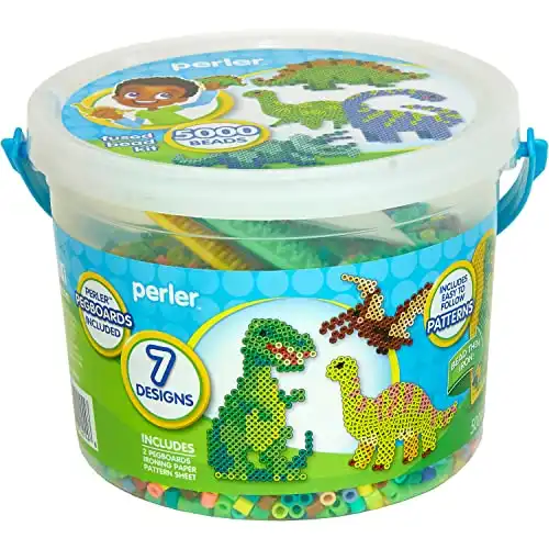 Perler Dinosaur Craft Bead Bucket Activity Kit, 5004 pcs