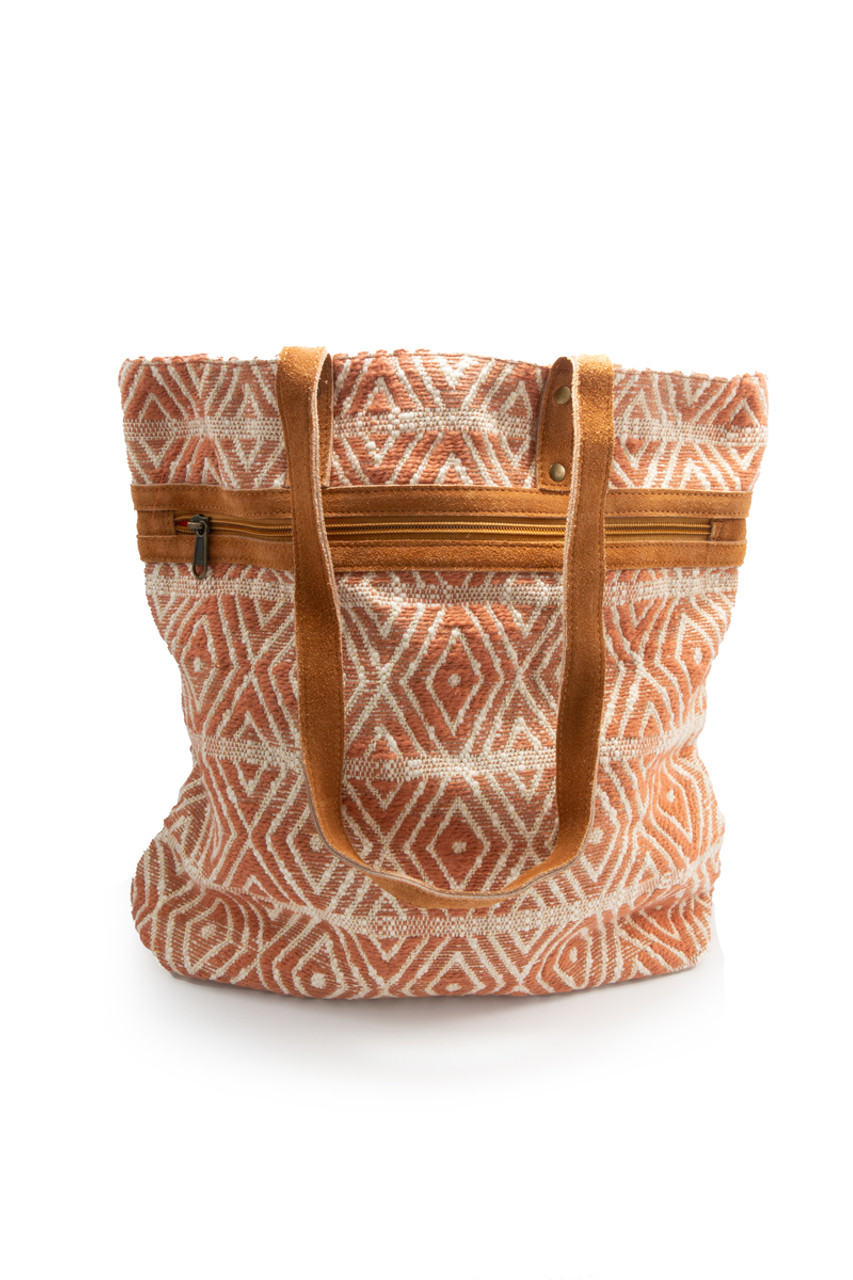 Terracotta Shimmer Woven Tote