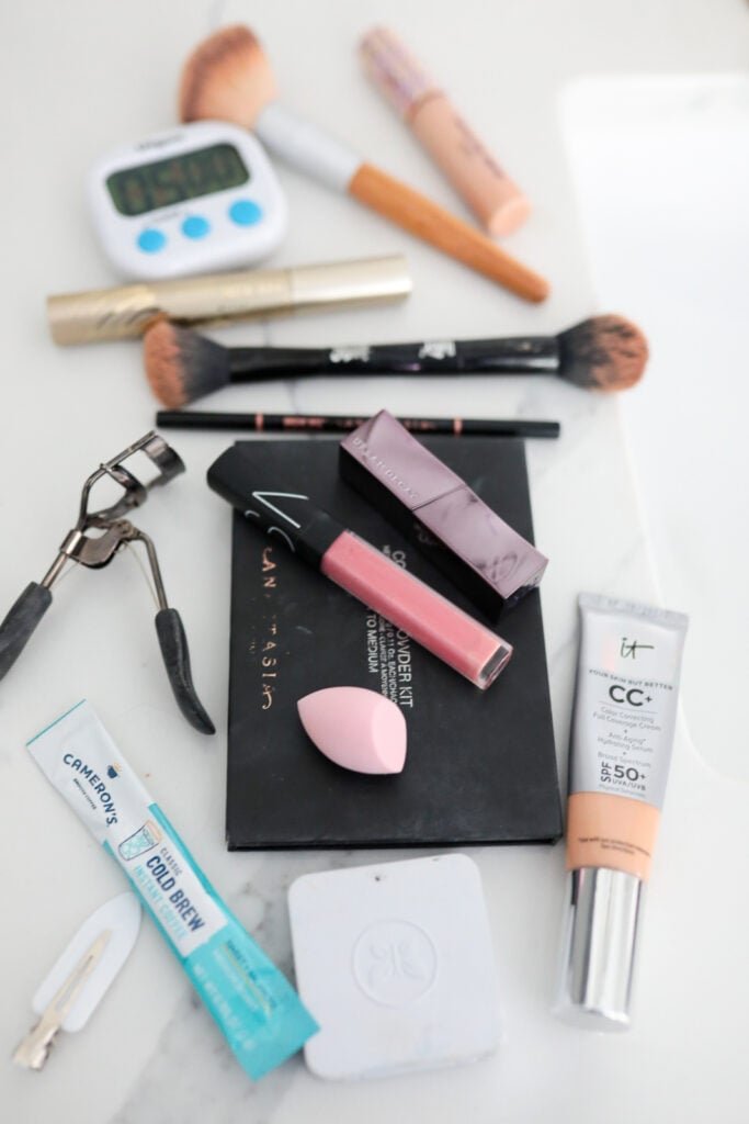 makeup laying on a counter